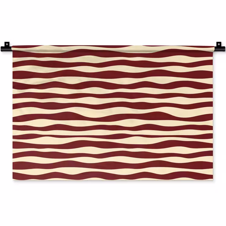 Wandkleed - Golven - Rood - Patroon - Crème — 1