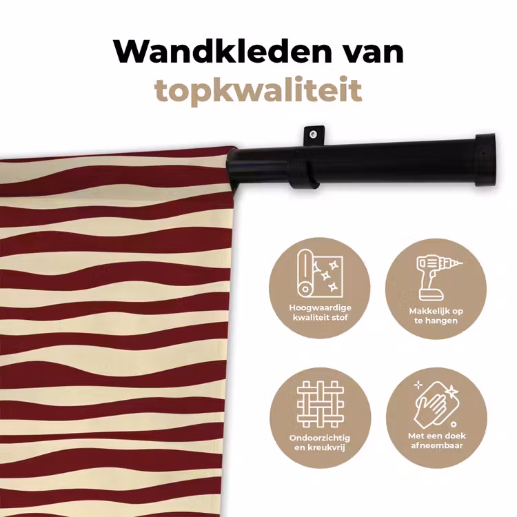 Wandkleed - Golven - Rood - Patroon - Crème — 3