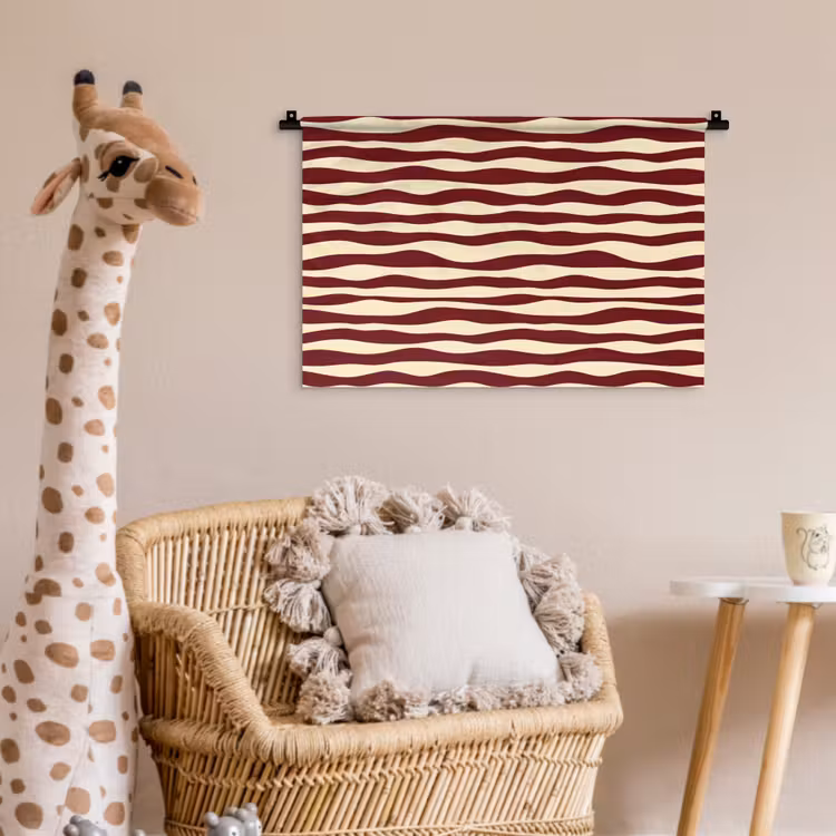 Wandkleed - Golven - Rood - Patroon - Crème — 5