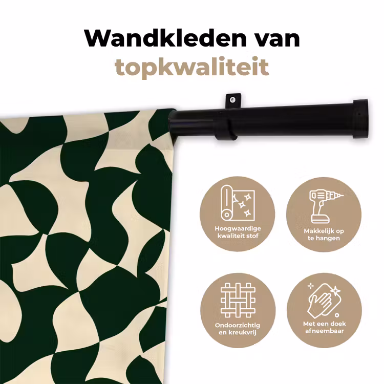 Wandkleed - Groen - Organische vlakken - Crème — 3