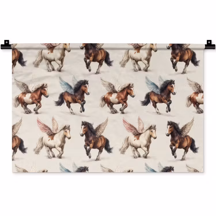 Wandkleed - Paarden - Vleugels - Kleurrijk — 1