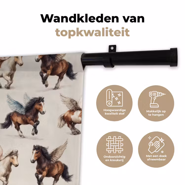 Wandkleed - Paarden - Vleugels - Kleurrijk — 3