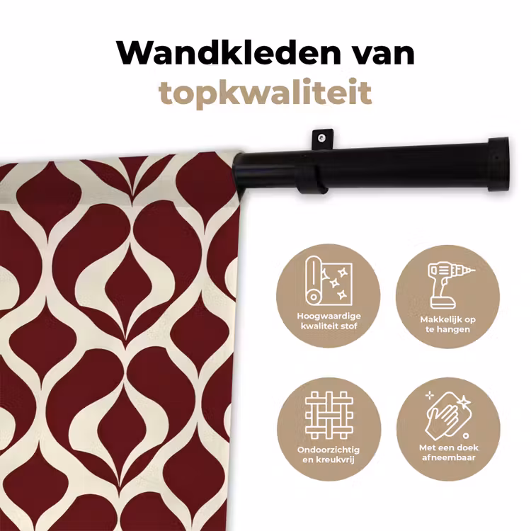 Wandkleed - Rood - Druppelpatroon - Grafisch — 3