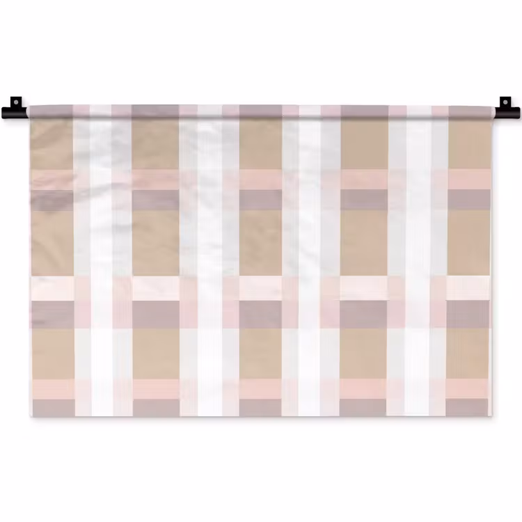 Wandkleed - Ruitpatroon - Aardetinten - Minimalistisch — 1