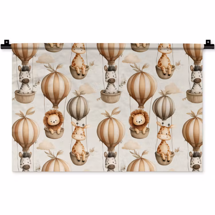 Wandkleed - Safari - Luchtballonen - Taupe — 1