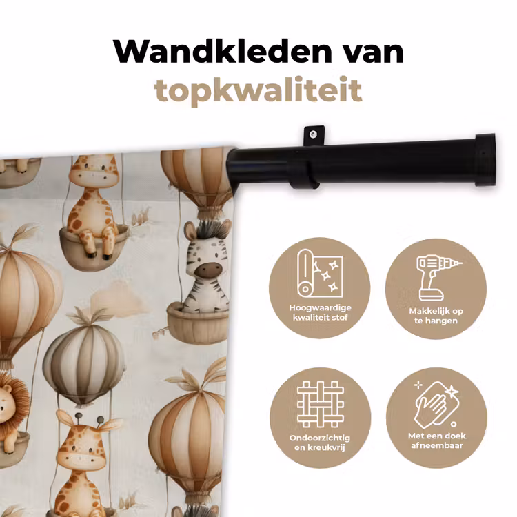 Wandkleed - Safari - Luchtballonen - Taupe — 3