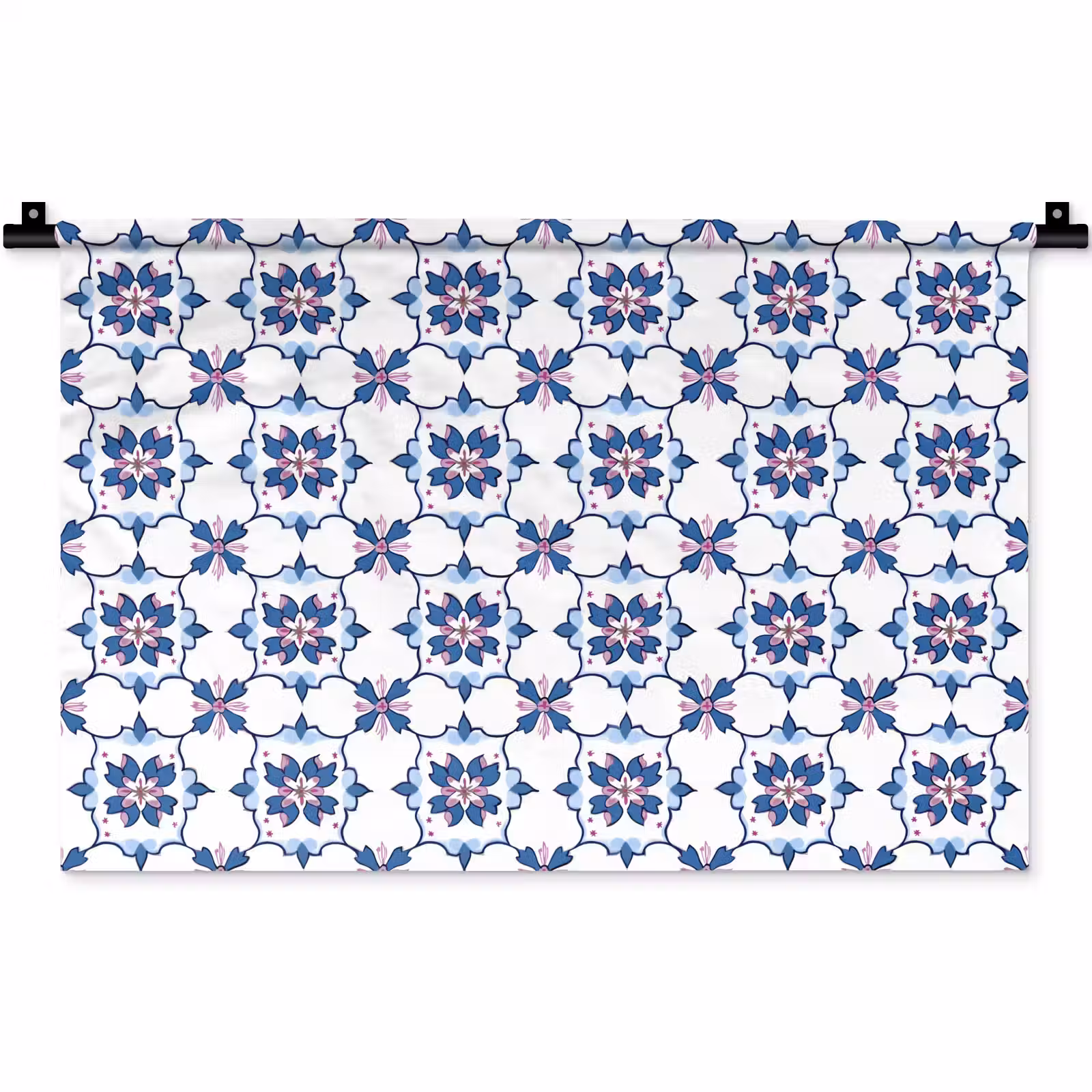 Wandkleed - Modern - Patroon - Blauw - Roze — 1