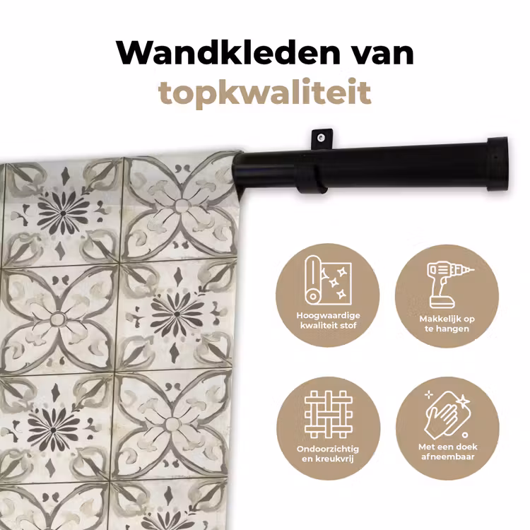 Wandkleed - Antiek - Tegel - Beige — 3