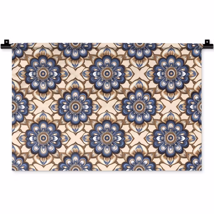Wandkleed - Floraal - Ornament - Blauw — 1