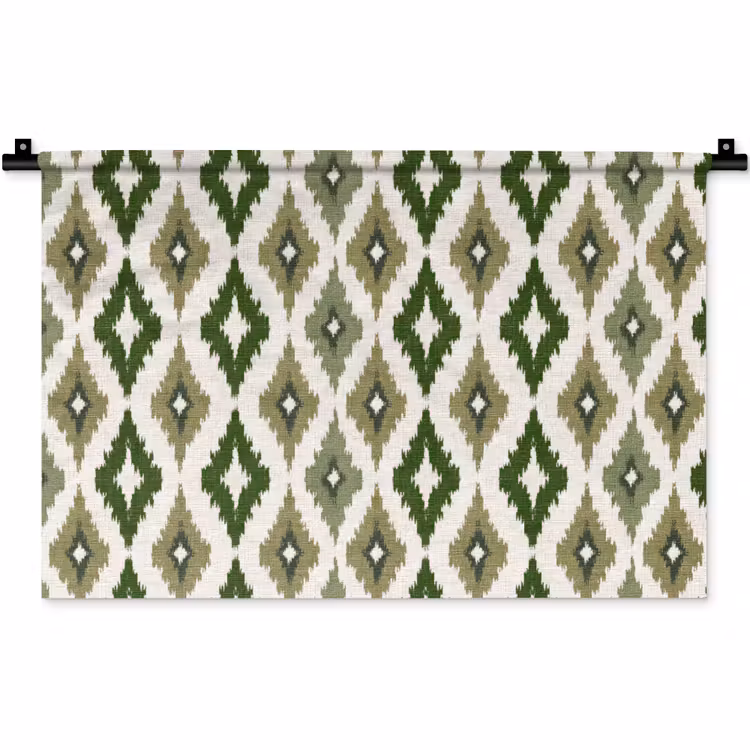 Wandkleed - Geografisch - Ruitmotief - Groen — 1