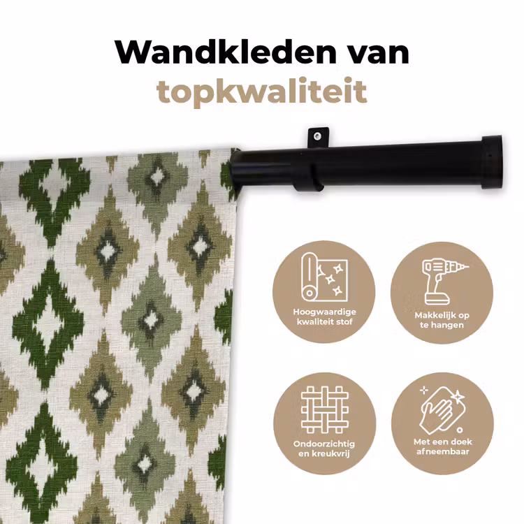 Wandkleed - Geografisch - Ruitmotief - Groen — 3