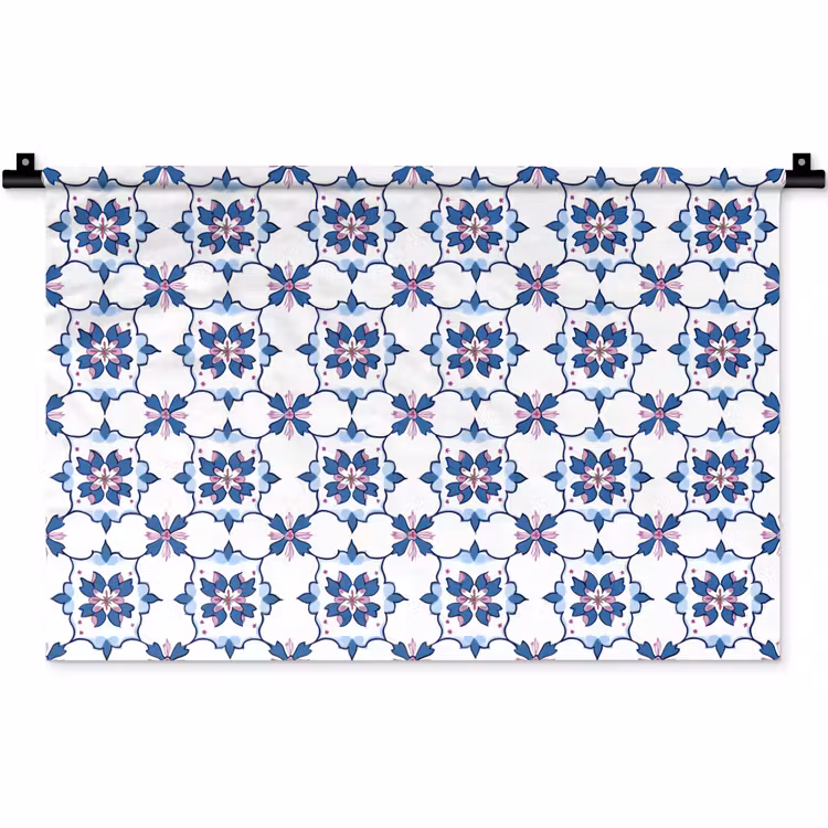 Wandkleed - Modern - Patroon - Blauw - Roze — 1