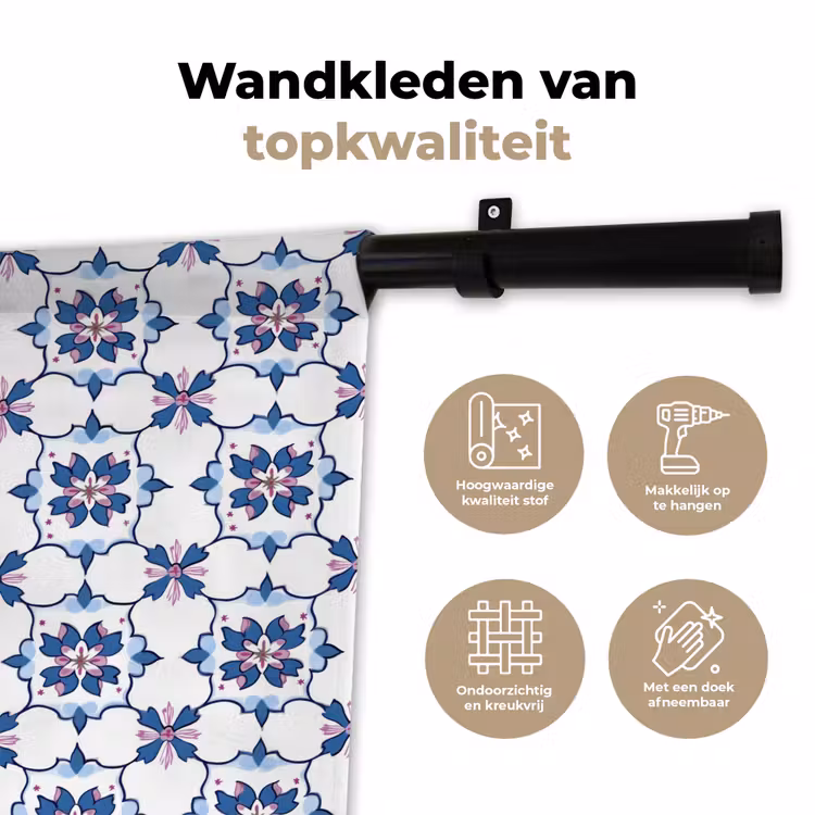 Wandkleed - Modern - Patroon - Blauw - Roze — 3