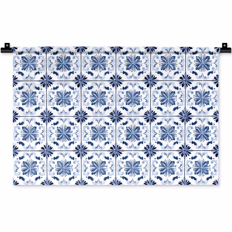 Wandkleed - Patroon - Tegel - Blauw — 1