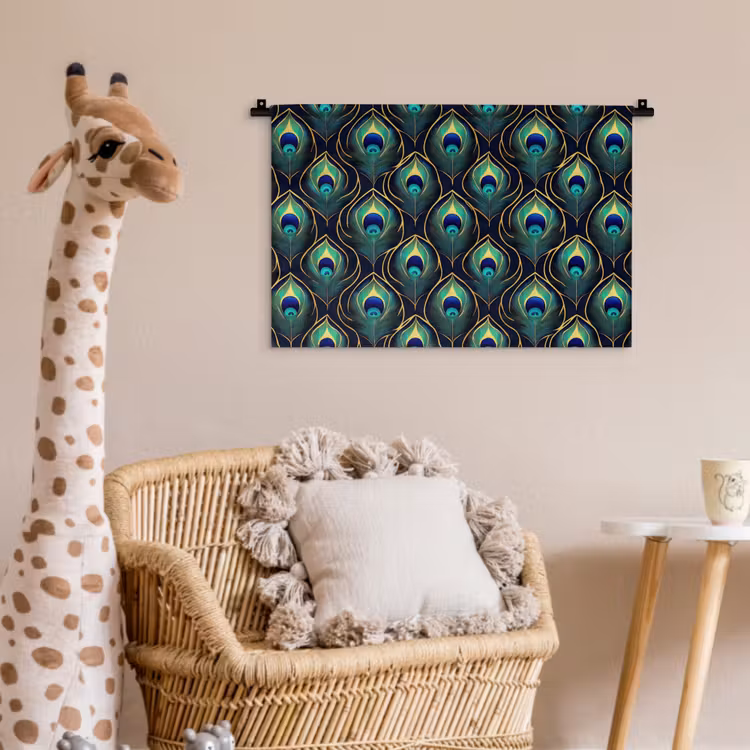 Wandkleed - Pauw - Veren - Groen — 5