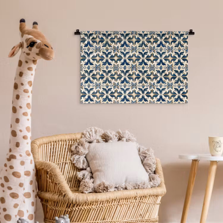 Wandkleed - Tegel - Patroon - Blauw - Beige — 5