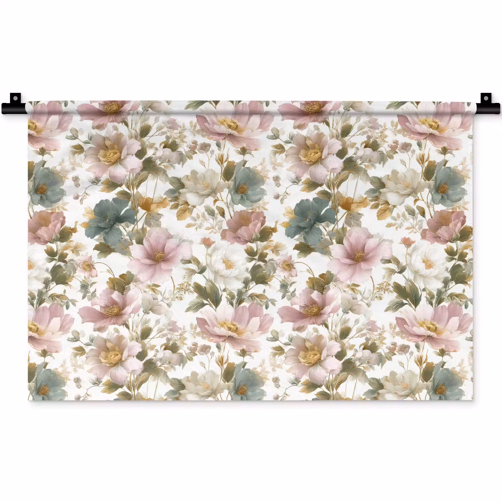 Wandkleed - Bloemen - Patroon - Pastel — 1