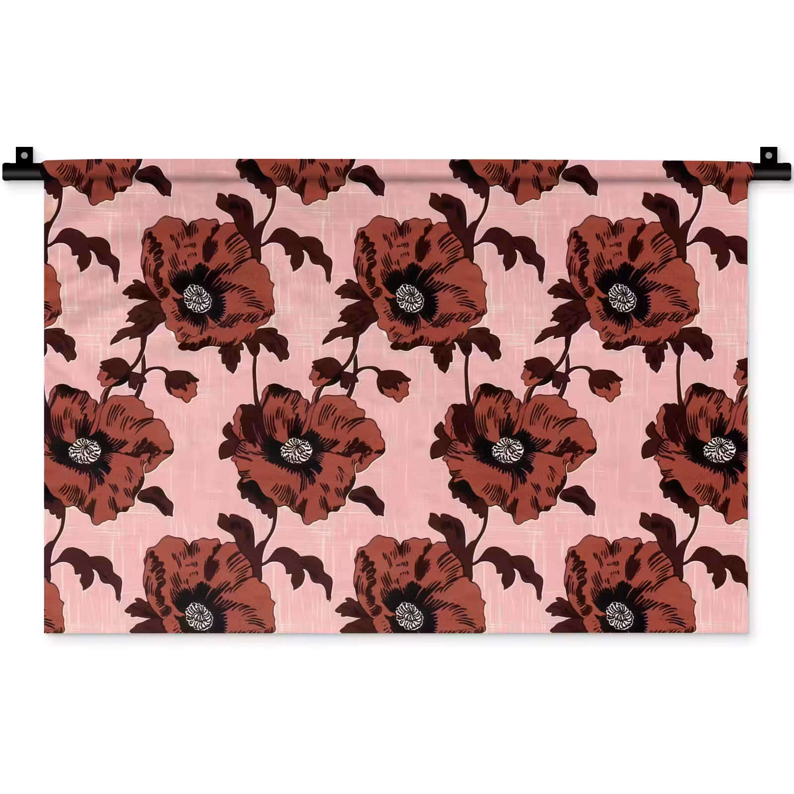 Wandkleed - Bloemen - Retro - Rood — 1