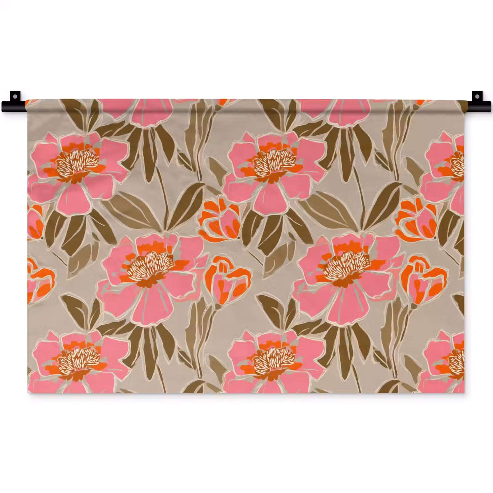 Wandkleed - Pioenrozen - Patroon - Roze — 1