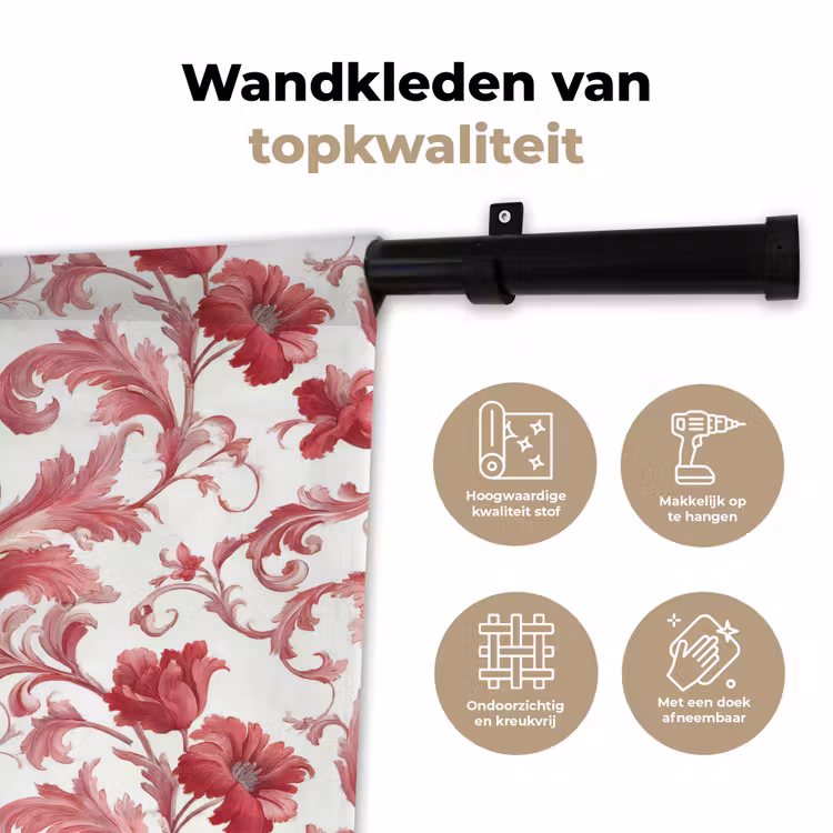 Wandkleed - Barok - Patroon - Rood — 3