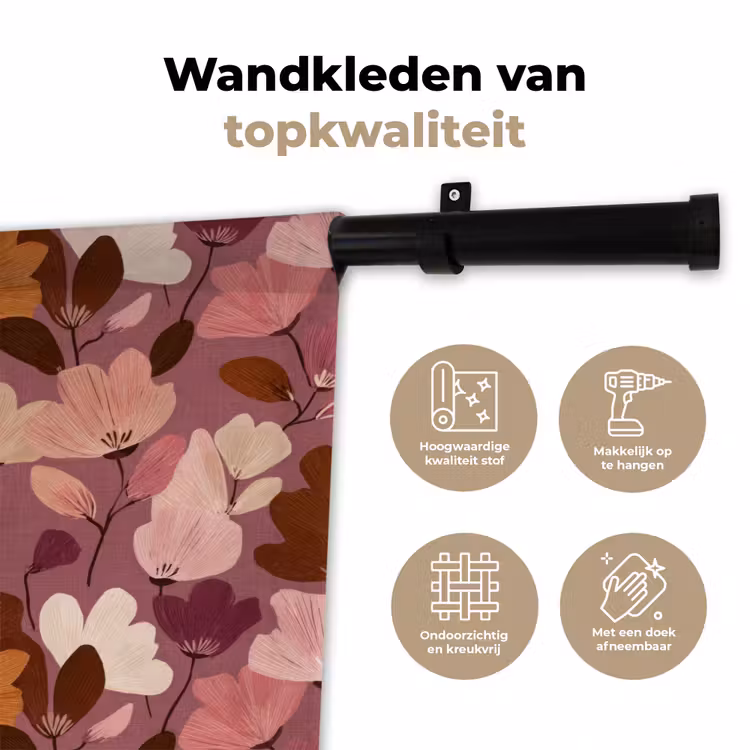 Wandkleed - Bloem - Patroon - Roze — 3