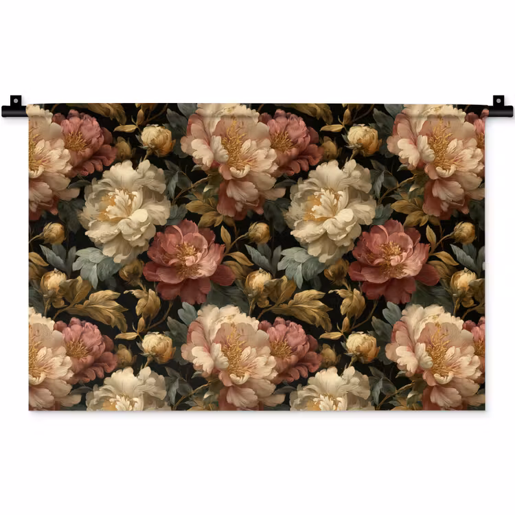 Wandkleed - Bloemen - Barok - Patroon - Roze - Crème — 1