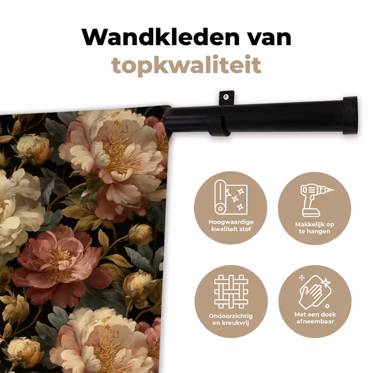 Wandkleed - Bloemen - Barok - Patroon - Roze - Crème — 3