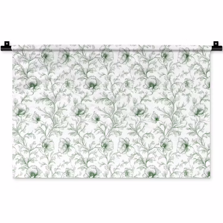 Wandkleed - Bloemen - Getekend - Groen — 1