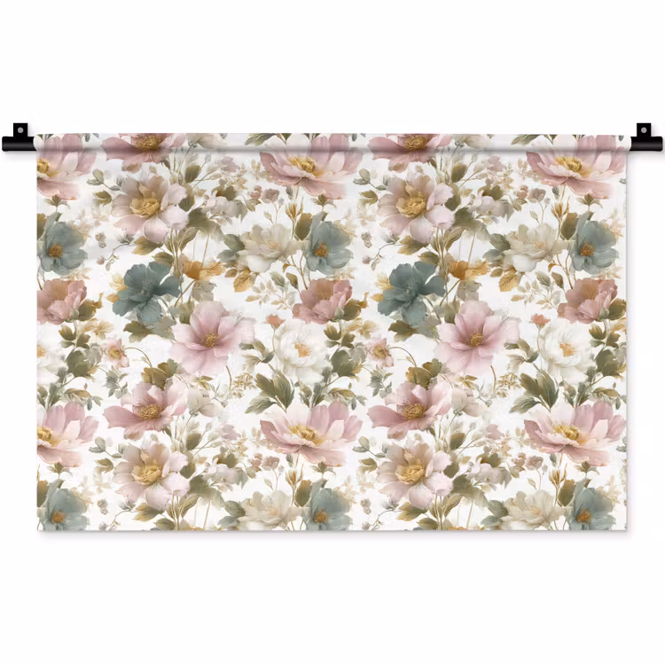Wandkleed - Bloemen - Patroon - Pastel — 1