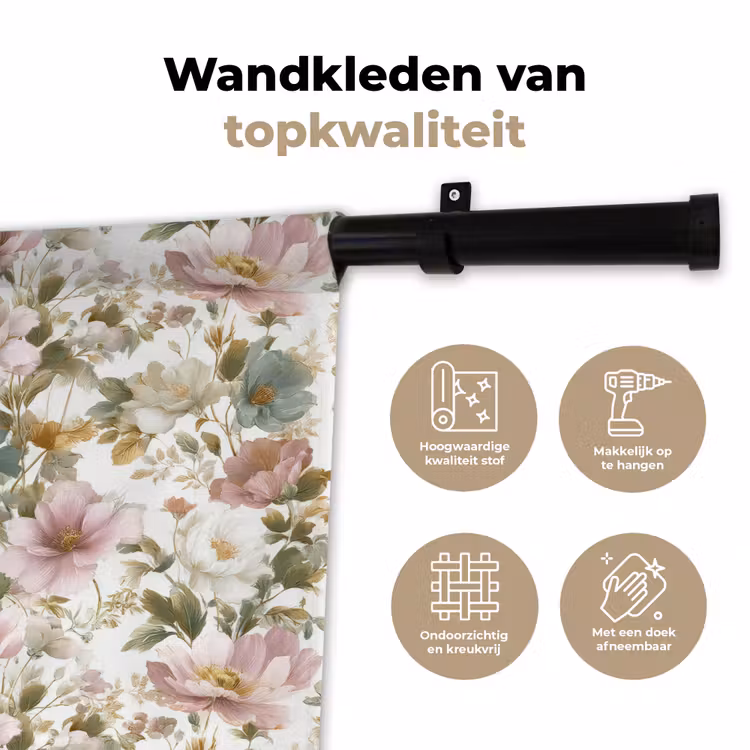 Wandkleed - Bloemen - Patroon - Pastel — 3