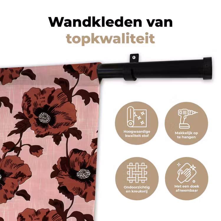 Wandkleed - Bloemen - Retro - Rood — 3