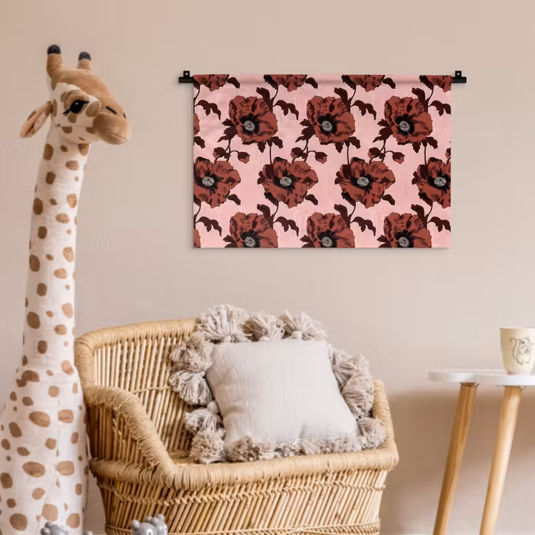 Wandkleed - Bloemen - Retro - Rood — 5