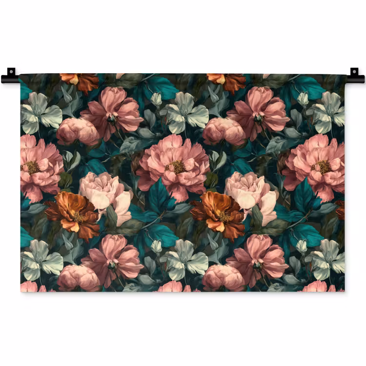 Wandkleed - Bloemen - Schilderachtig - Patroon - Roze — 1