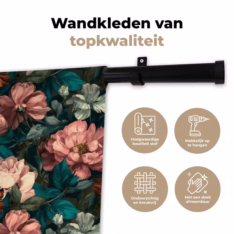 Wandkleed - Bloemen - Schilderachtig - Patroon - Roze — 3