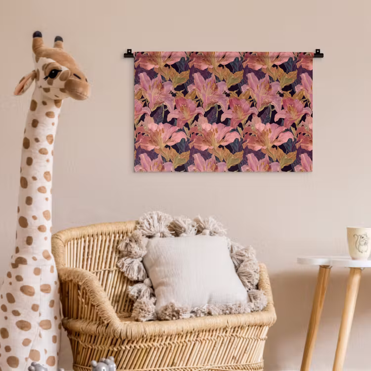 Wandkleed - Lelies - Patroon - Roze - Goud — 5