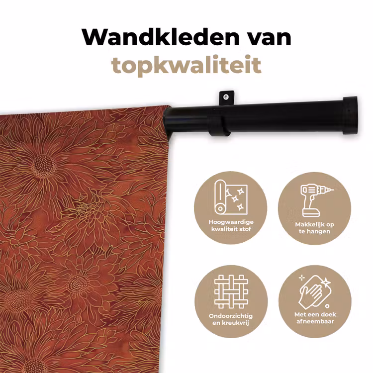 Wandkleed - Oosters - Bloemen - Terracotta — 3