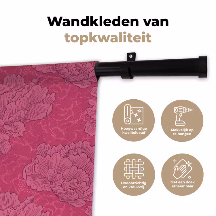 Wandkleed - Pioenrozen - Energiek - Roze — 3