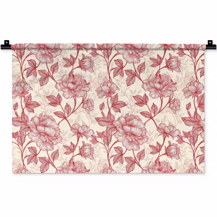 Wandkleed - Pioenrozen - Modern - Rood — 1