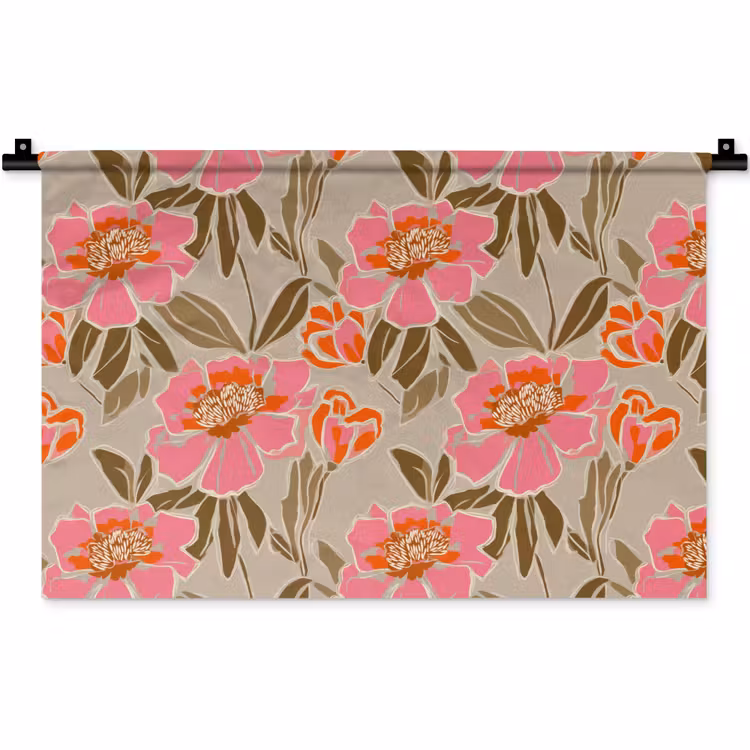 Wandkleed - Pioenrozen - Patroon - Roze — 1