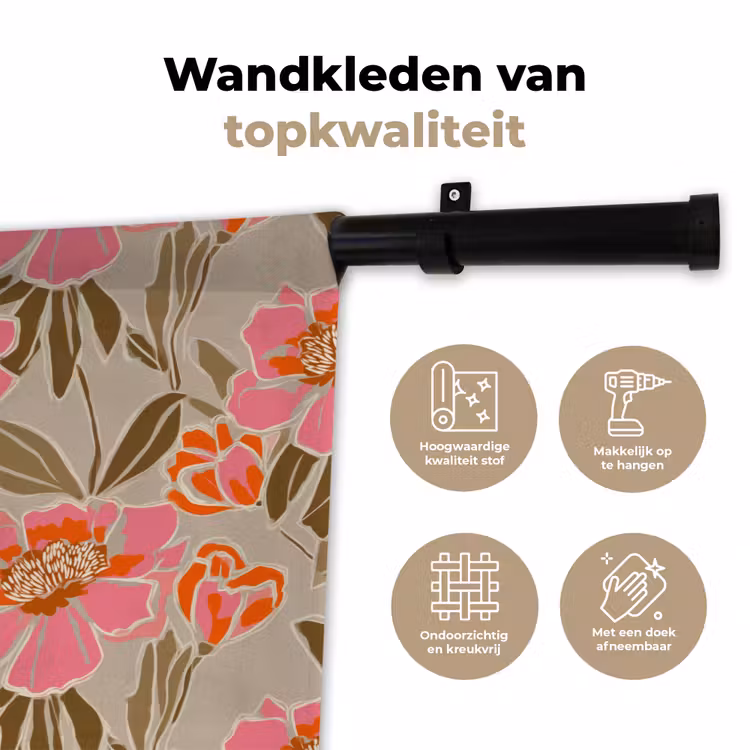 Wandkleed - Pioenrozen - Patroon - Roze — 3