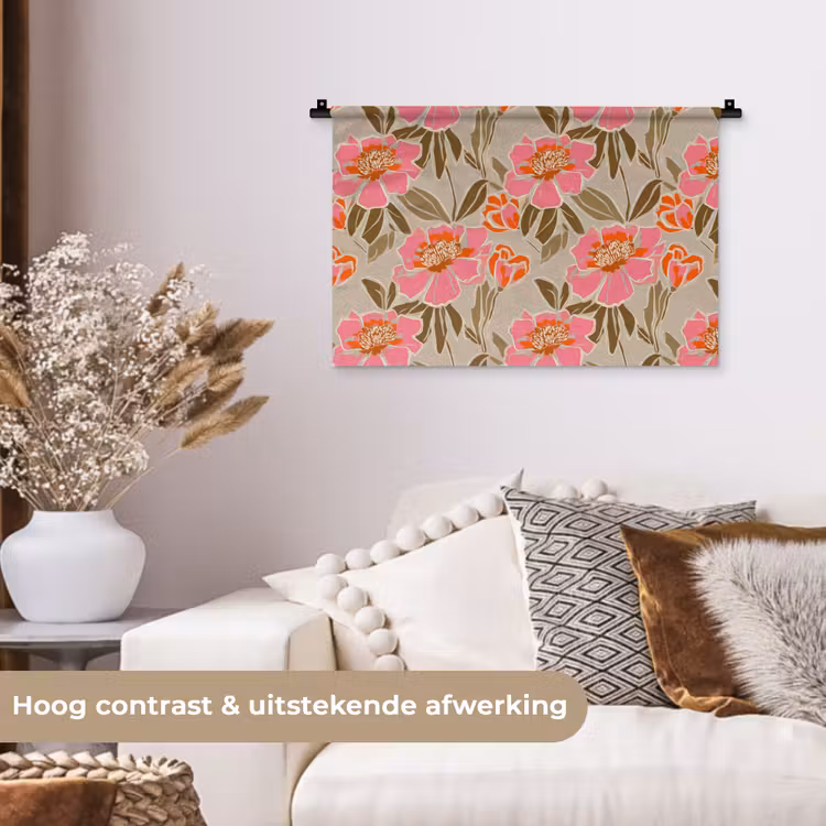 Wandkleed - Pioenrozen - Patroon - Roze — 4