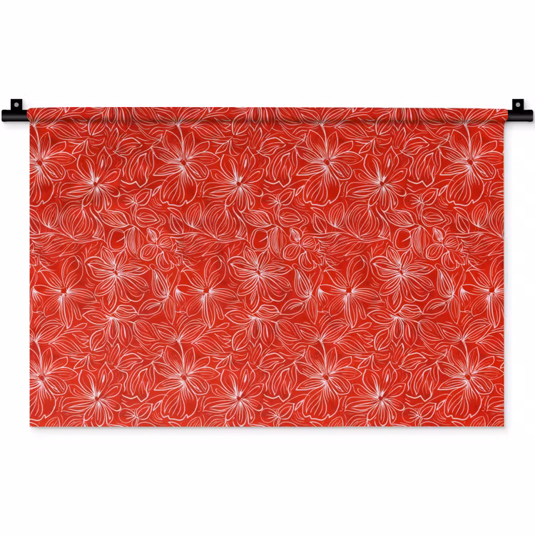 Wandkleed - Bloemen - Patroon - Rood — 1