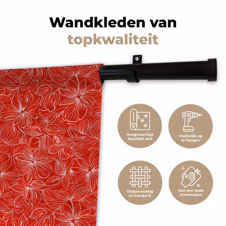 Wandkleed - Bloemen - Patroon - Rood — 3