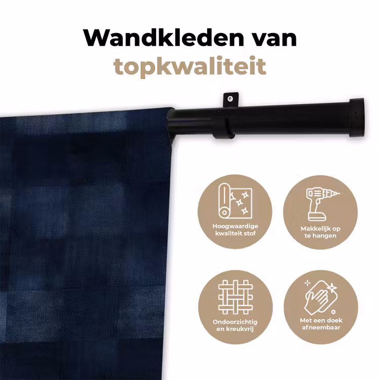 Wandkleed - Patroon - Ruit - Marineblauw — 3