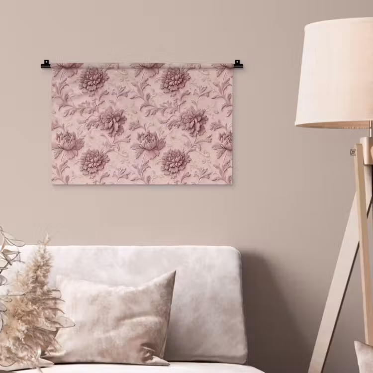 Wandkleed - Reliëf - Pioenrozen - Roze — 2
