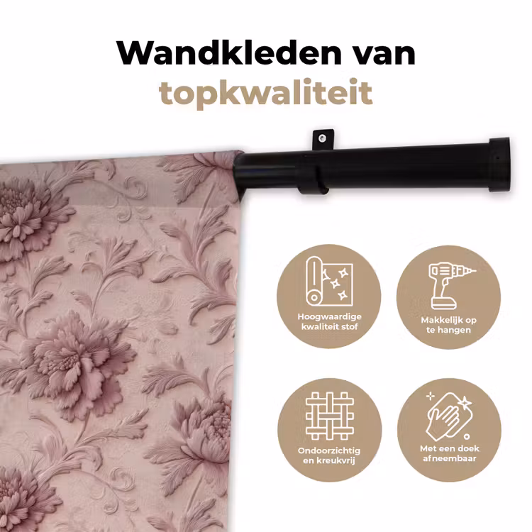 Wandkleed - Reliëf - Pioenrozen - Roze — 3