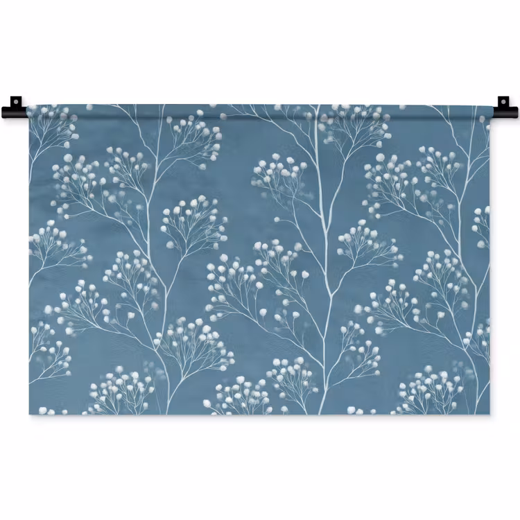 Wandkleed - Takken - Bessen - Patroon - Lichtblauw — 1