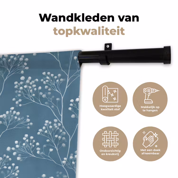 Wandkleed - Takken - Bessen - Patroon - Lichtblauw — 3