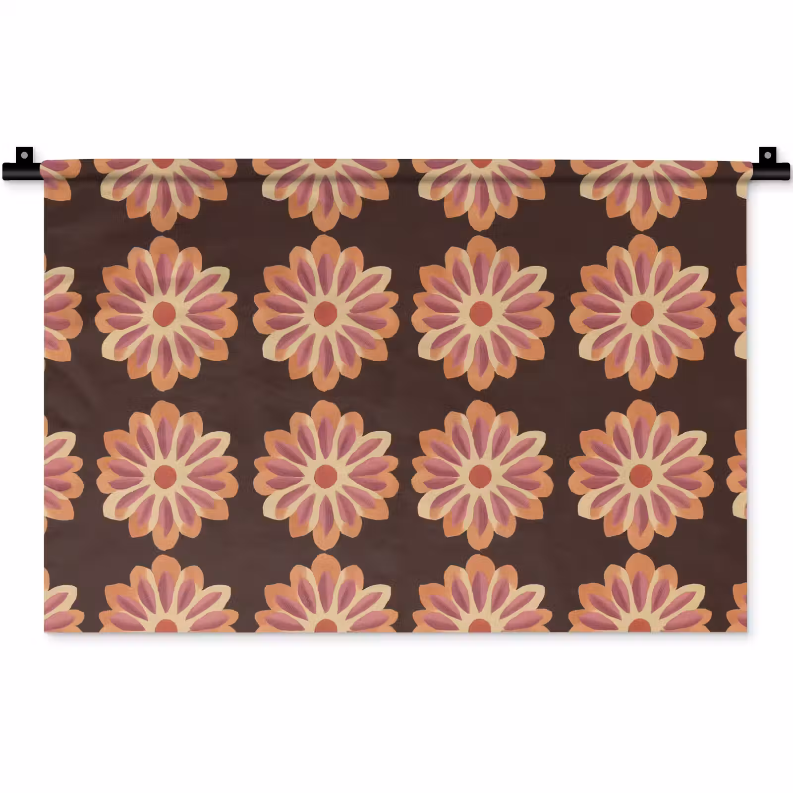 Wandkleed - Bloemen - Patroon - Bruin — 1