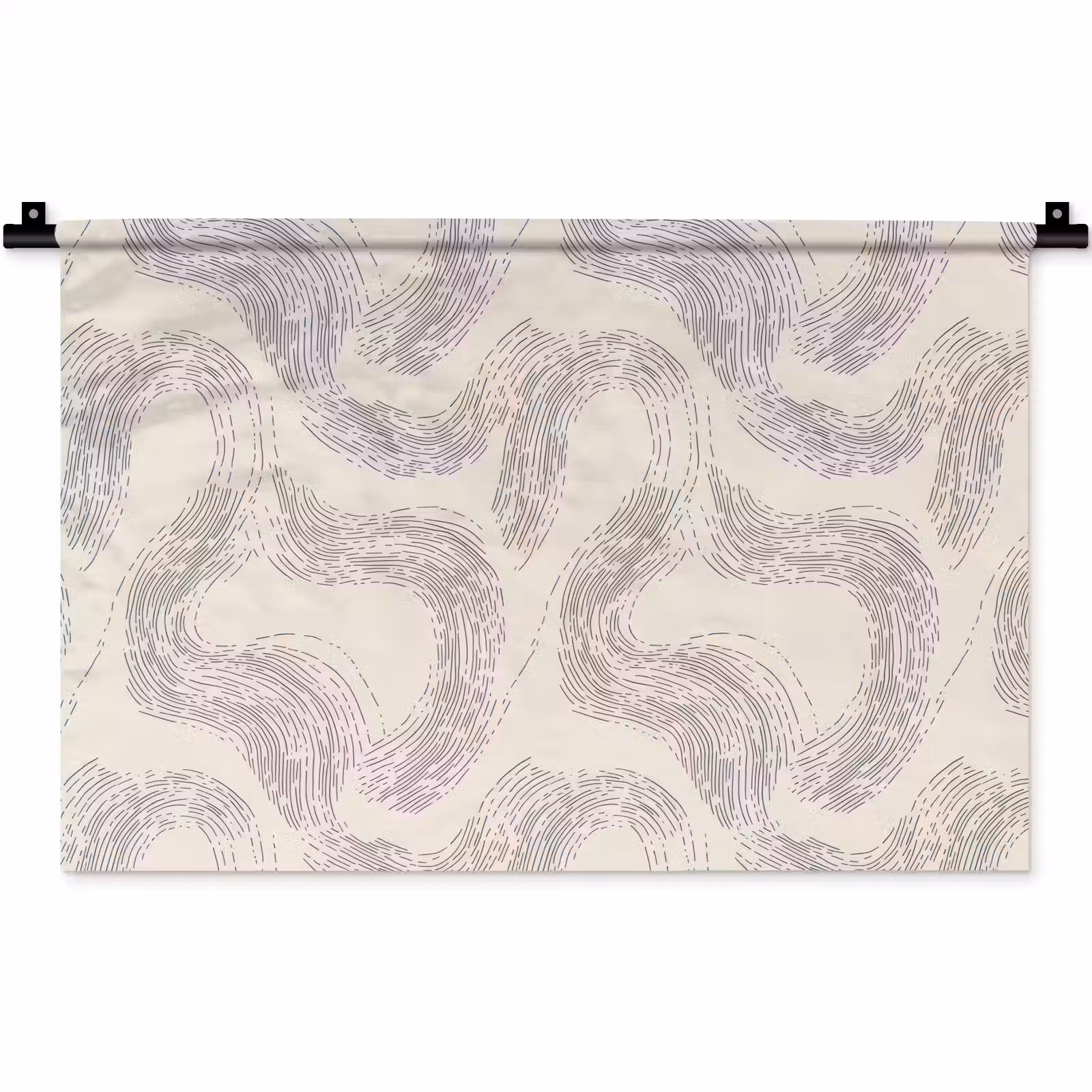 Wandkleed - Lijnen - Patroon - Beige - Minimalistisch — 1